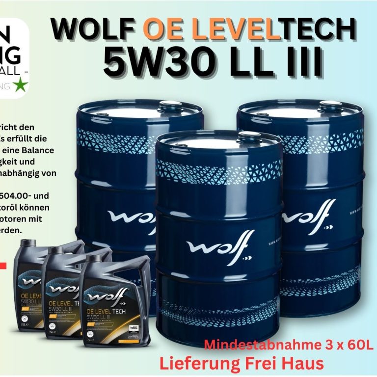 3x 60L WOLF OE LevelTech 5W- 30 LL III